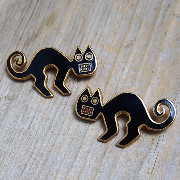 Metropolitan Museum of Art Jewelry - 🐺HP🐺 Rare! MMA Pair Black Spooked Cat Brooches